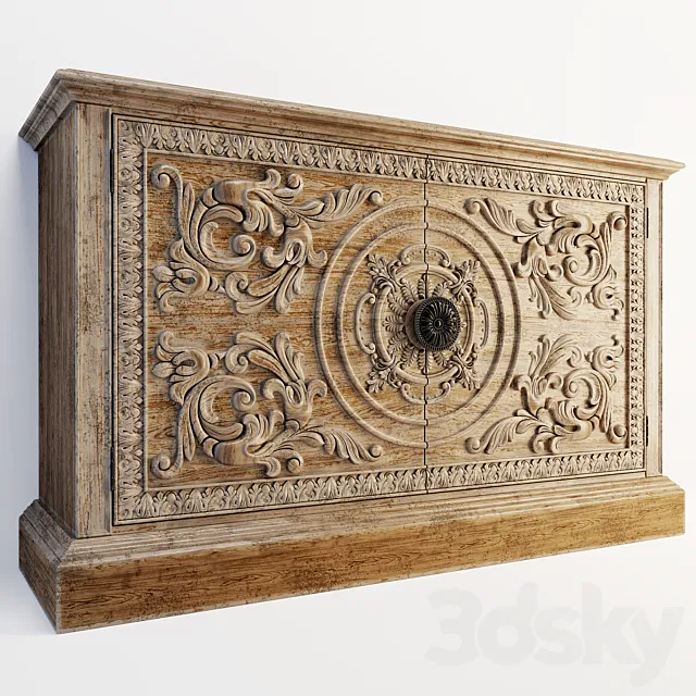 True Vintage Two Door Accent Console 3D Model True Vintage Two Door Accent Console 3D Model