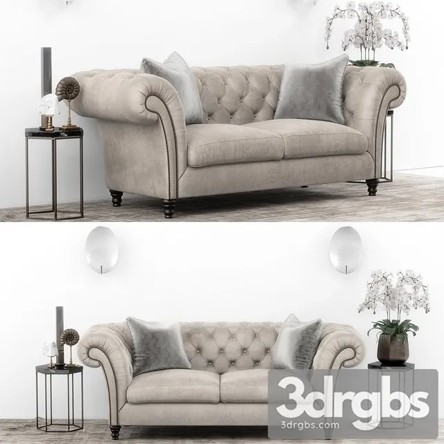 TSC Club Chesterfield Sofa Set 3D Model Download