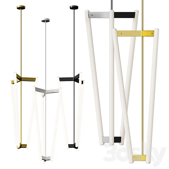 Tube chandelier lamp 3D Model