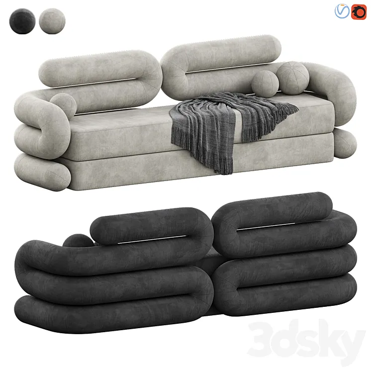 Tube Sofa by Objective Collection 3D Model Free Download
