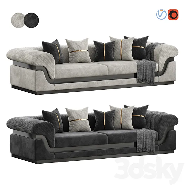 Tudora Art Deco Sofa by Evgor Luxury 3D Model Tudora Art Deco Sofa by Evgor Luxury 3D Model