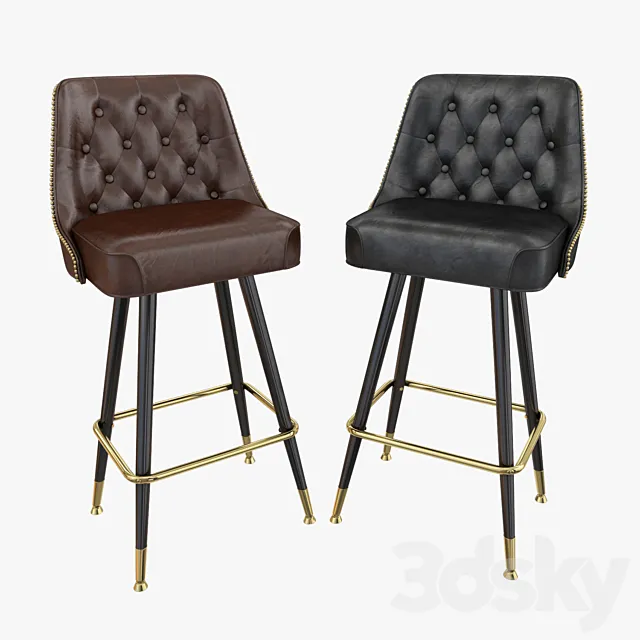 Tufted back bar stool 3D Model Tufted back bar stool 3D Model