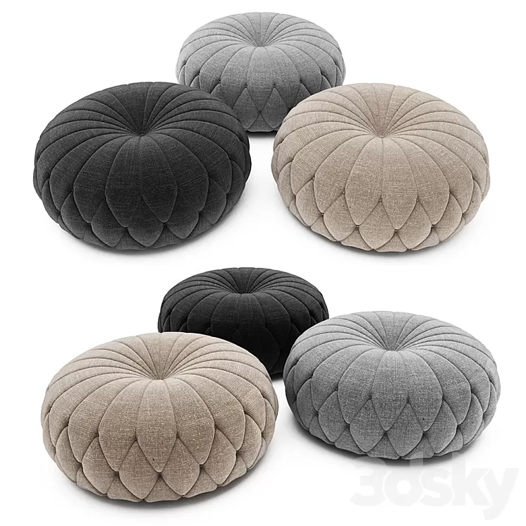Tufted Round Ottoman 3D Model