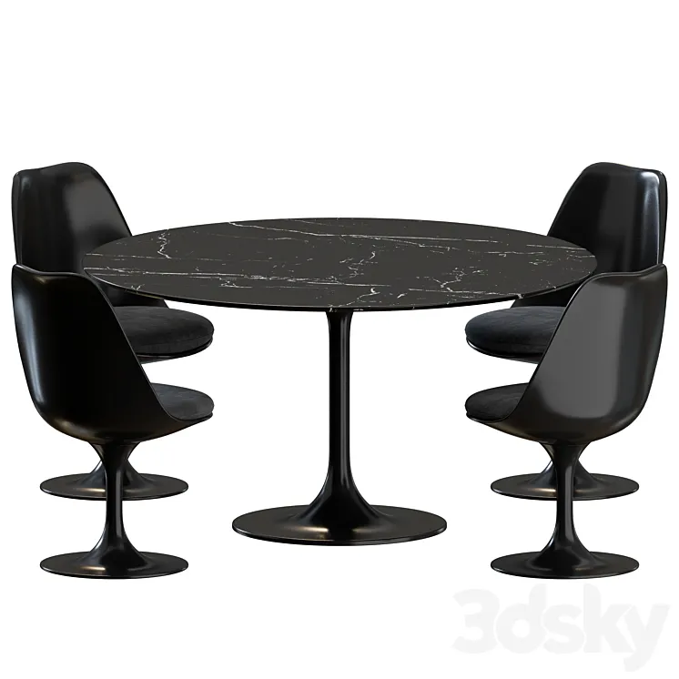 Tulip Dinning Set 01 by Knoll 3D Model Free Download