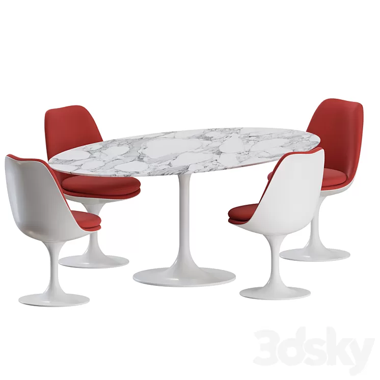 Tulip Dinning Set 02 by Knoll 3D Model Free Download