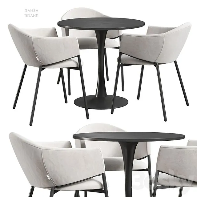 Tulip Eliza Table and Chairs Divan 3D Model