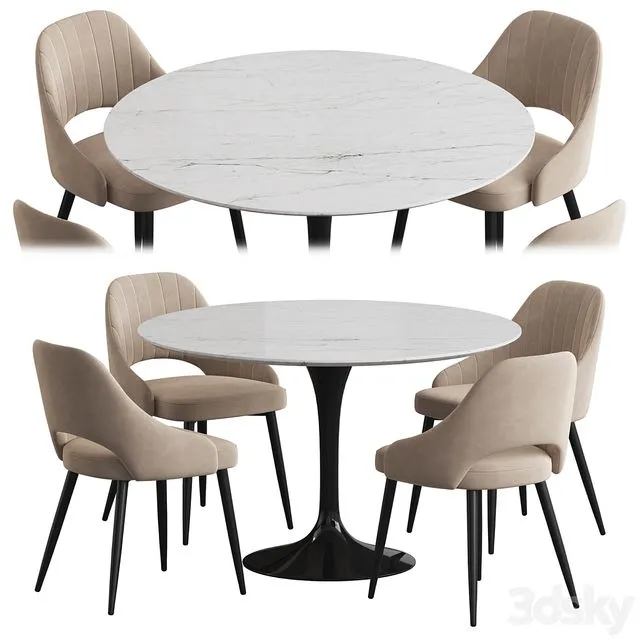 Tulip table M-City Fantine Dining set 3D Model Tulip table M-City Fantine Dining set 3D Model