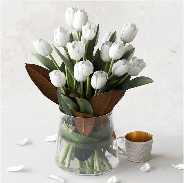 Tulips and cup 3D Model Tulips and cup 3D Model