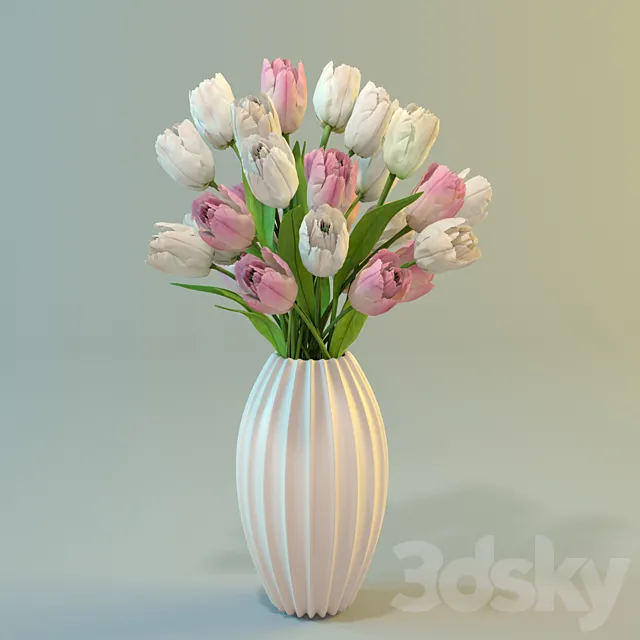 Tulips in a vase 3D Model Tulips in a vase 3D Model