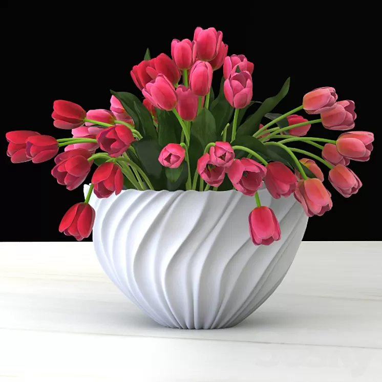Tulips in a vase 3D Model