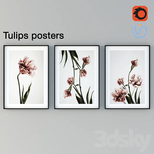 Tulips Posters 3D Model Tulips Posters 3D Model