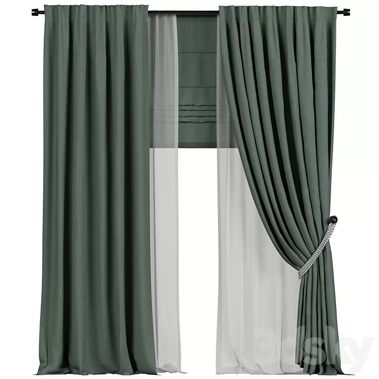 Tulle and roman curtains in the back 3D Model Free Download
