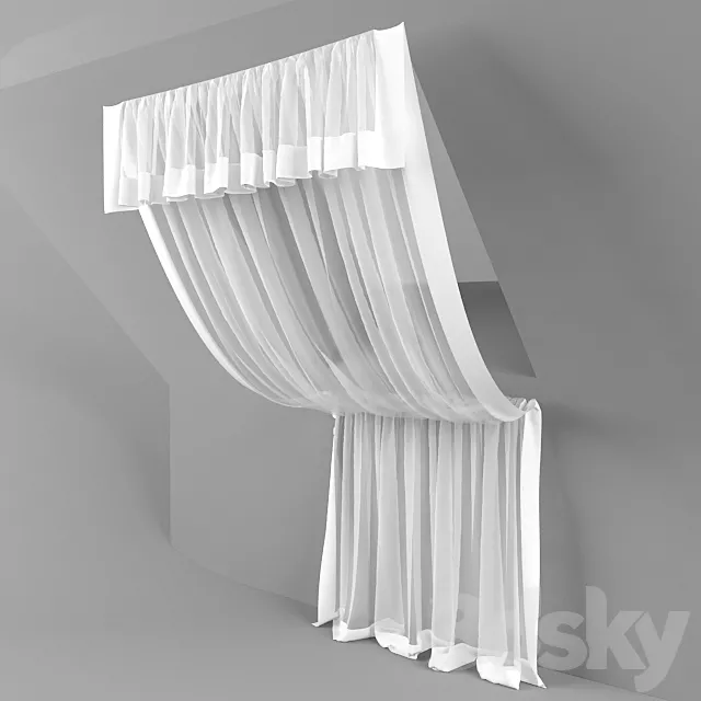tulle over mansarnoe window 3D Model
