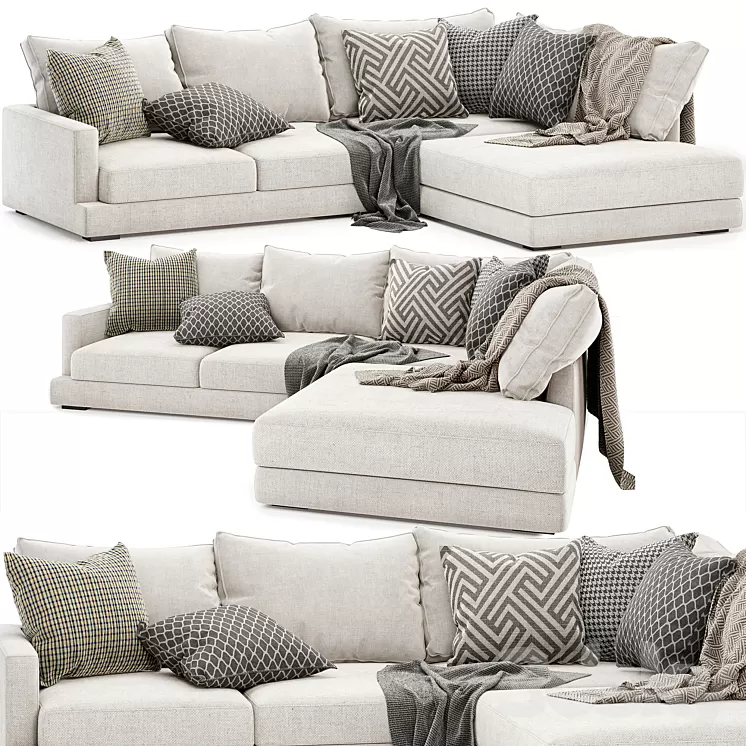 Tully sofa with chaise 3D Model Free Download