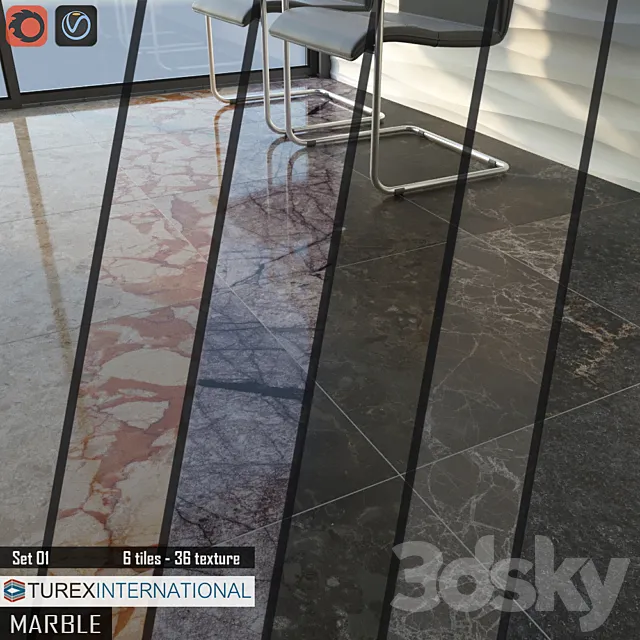 TUREX INTERNATIONAL Marble Tiles Set 01 3DModel TUREX INTERNATIONAL Marble Tiles Set 01 3DModel