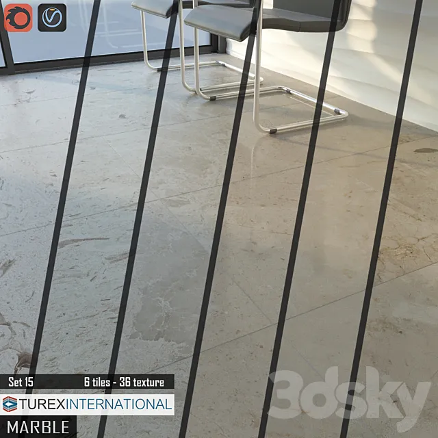 TUREX INTERNATIONAL Marble Tiles Set of 15 3DModel TUREX INTERNATIONAL Marble Tiles Set of 15 3DModel