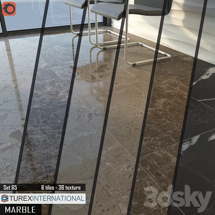 TUREX INTERNATIONAL Marble Tiles Set of 65 3D Model