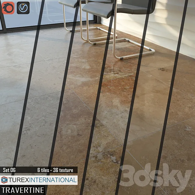 TUREX INTERNATIONAL Travertine Tiles Set 06 3DModel TUREX INTERNATIONAL Travertine Tiles Set 06 3DModel