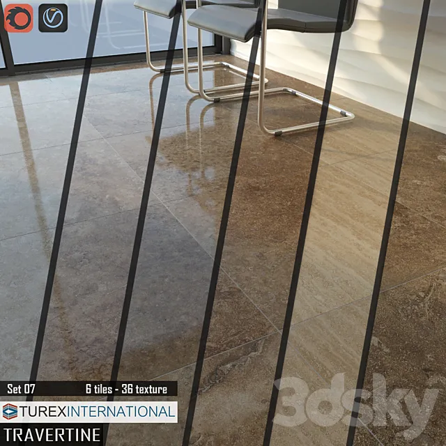 TUREX INTERNATIONAL Travertine Tiles Set 07 3D Model TUREX INTERNATIONAL Travertine Tiles Set 07 3D Model