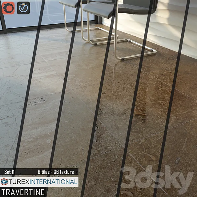 TUREX INTERNATIONAL Travertine Tiles Set 11 3D Model TUREX INTERNATIONAL Travertine Tiles Set 11 3D Model