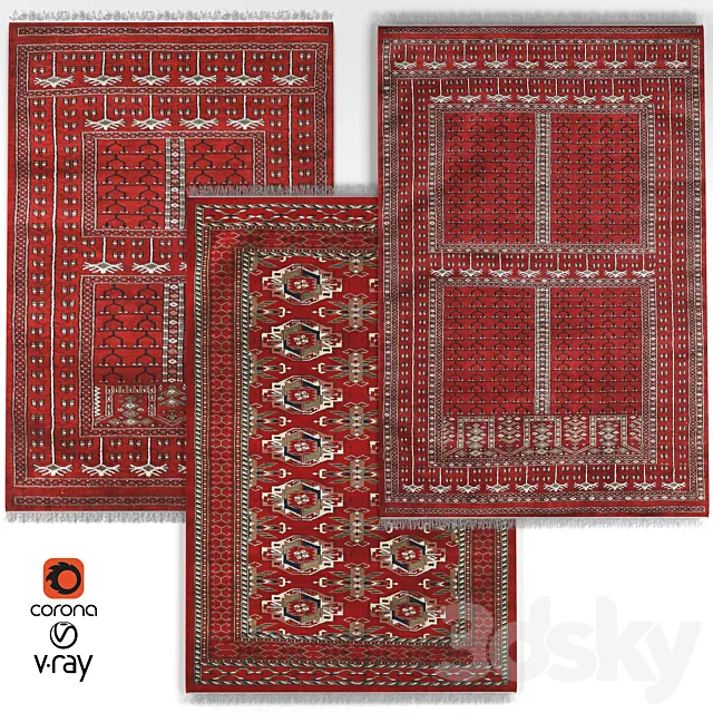 Turkmen rug 3D Model Turkmen rug 3D Model