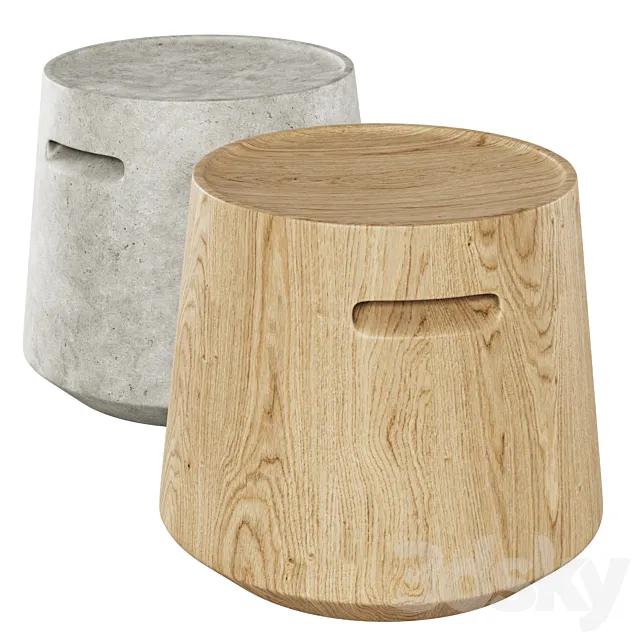Turn Cocktail Stool _ Wood and concrete cocktail table 3D Model