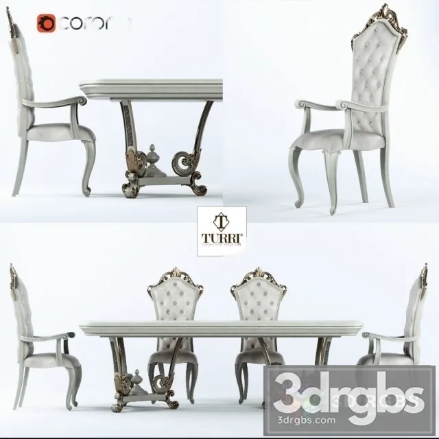 Turri Baroque Table and Chair 3D Model Download