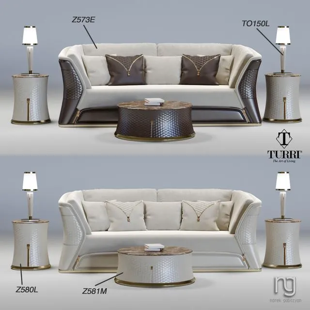 Turri set 01 sofa 3D Model Turri set 01 sofa 3D Model