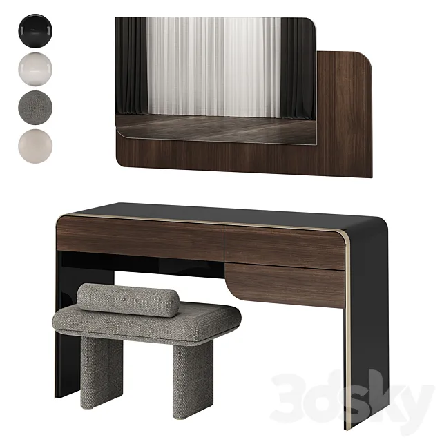 Turri SOUL Dressing Table with ZERO Pouf 3D Model