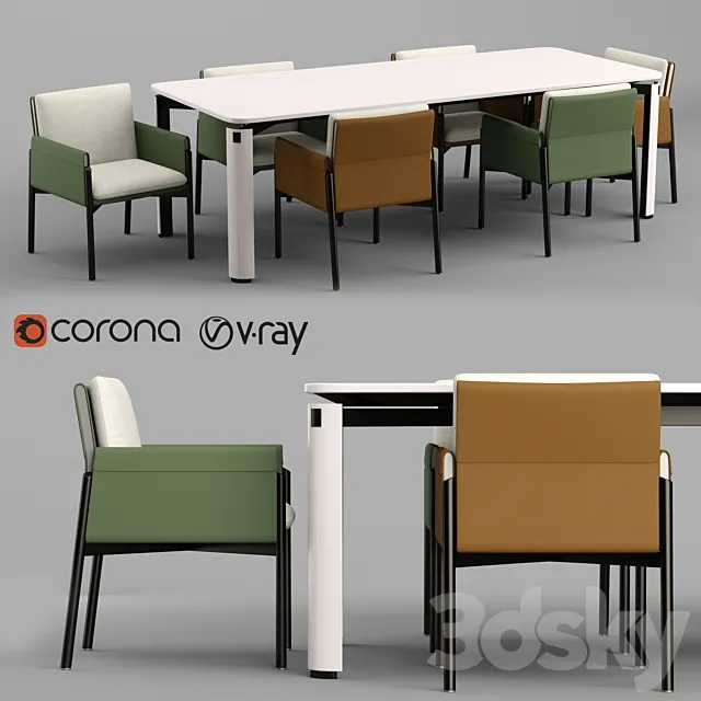 Turri Zenit chair and table 3DModel