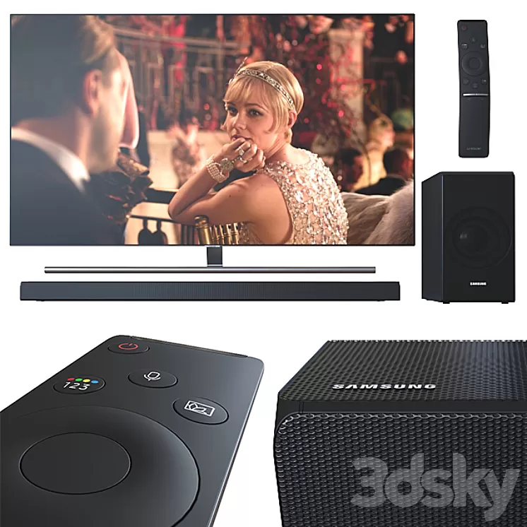 TV 55 'and Samsung soundbar. 3D Model