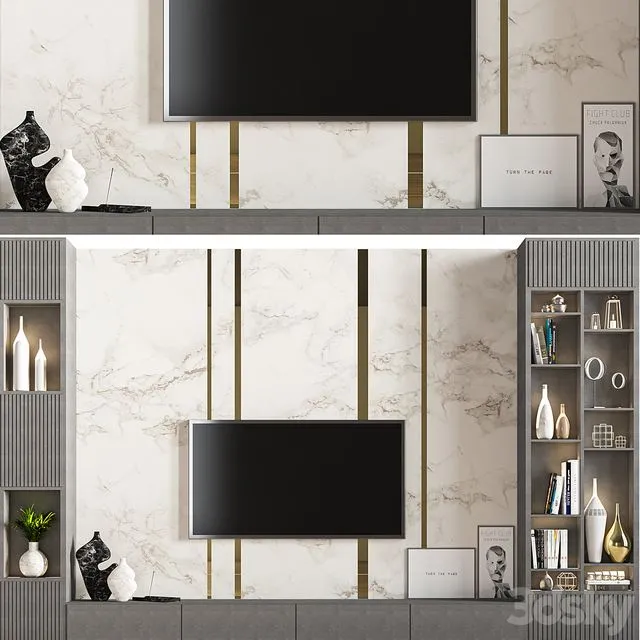 tv _ wall _ set _ 01 3D Model