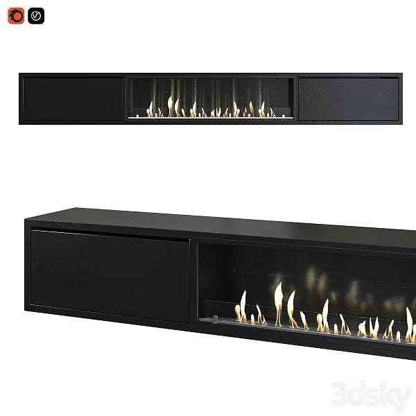 TV Cabinet With Built in Bio Fireplace 3D Model