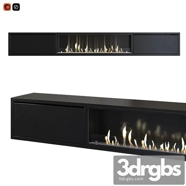TV Cabinet With Built in Bio Fireplace 3D Model Download