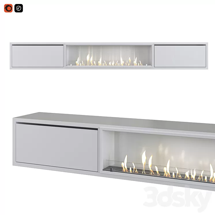 TV cabinet with built-in bio fireplace 3D Model