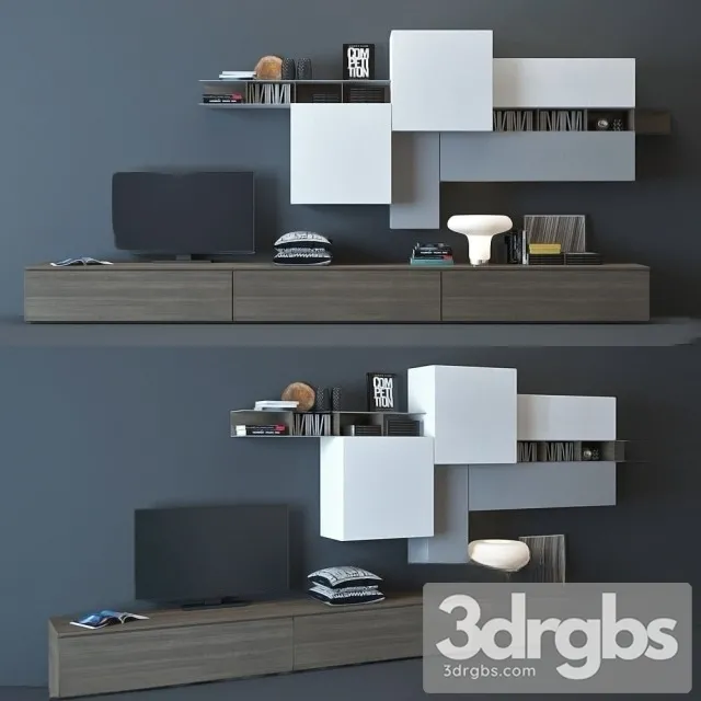 Tv Consol Composition A001 3D Model Download
