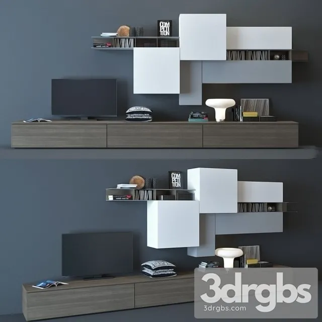 TV Consol Composition A001 3D Model Download