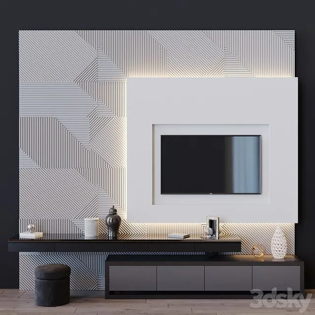 Tv set 55 and decor 3D Model Tv set 55 and decor 3D Model