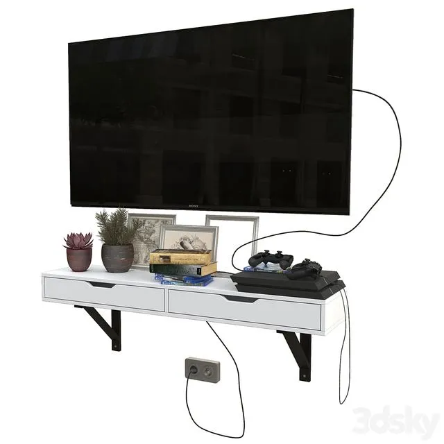 TV set with playstation 4 3D Model TV set with playstation 4 3D Model