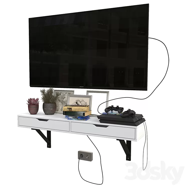 TV set with playstation 4 3D Model TV set with playstation 4 3D Model