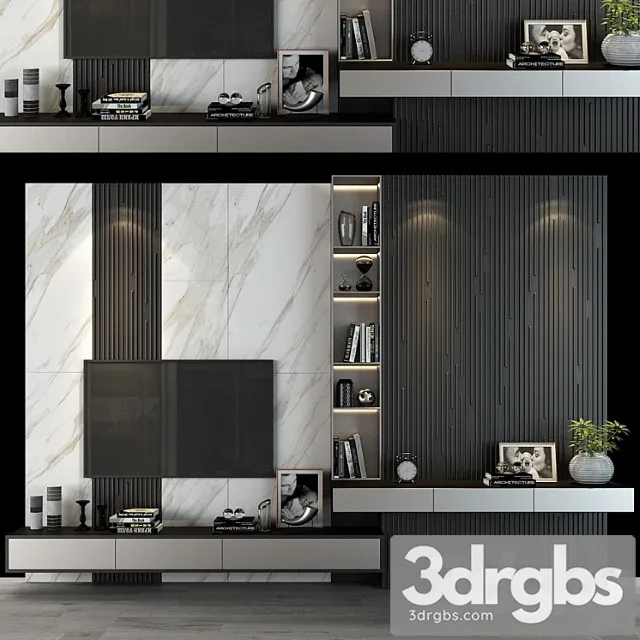 Tv Shelf And Table Work Set 95 3D Model Download