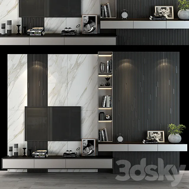 TV shelf and table work set 95 3D Model TV shelf and table work set 95 3D Model