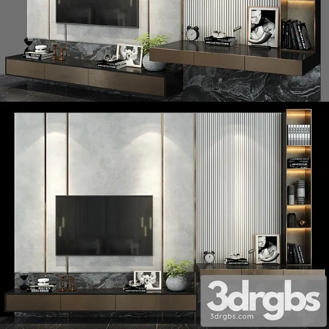 Tv shelf set 119 3D Model Download