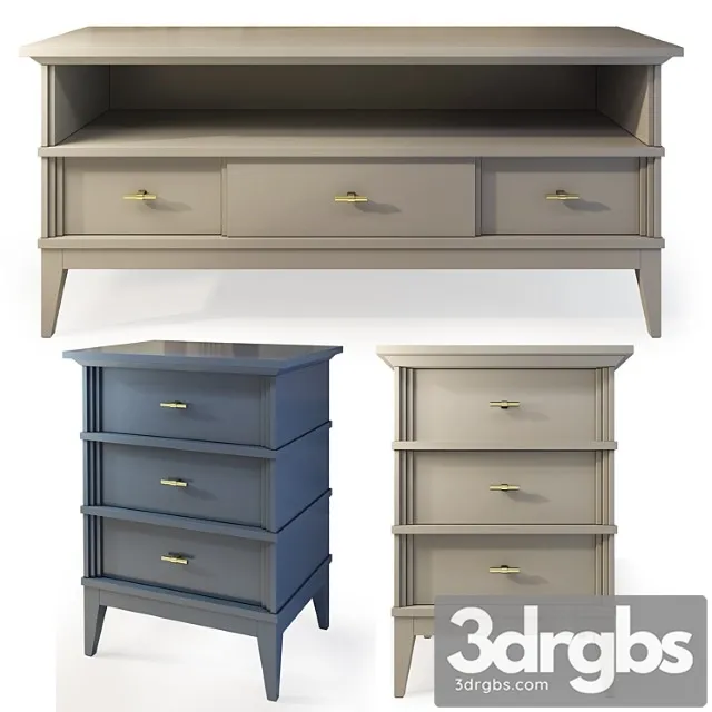 Tv stand and manhattan bedside table. tvstand nightstand 2 3D Model Download