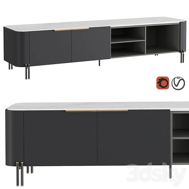 TV stand BAMBOO 3D Model Free Download