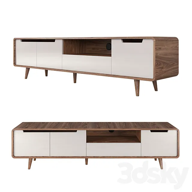 TV Stand Hampton Gray 3D Model TV Stand Hampton Gray 3D Model