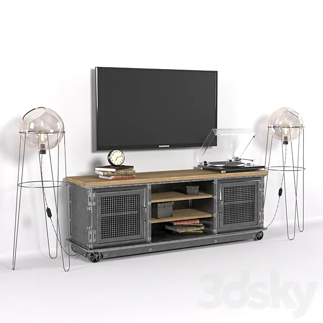 TV stand in loft style 3D Model TV stand in loft style 3D Model