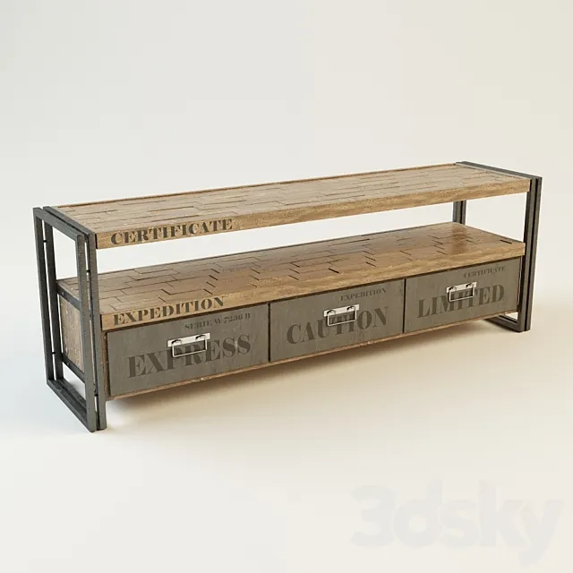 TV Stand made of solid teak 3DModel