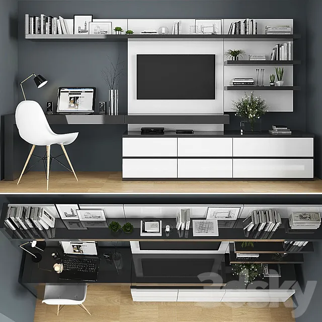 TV stand set 01 3D Model TV stand set 01 3D Model