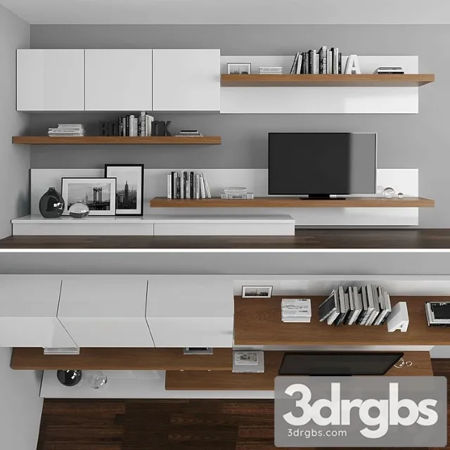 Tv stand set 013 3D Model Download